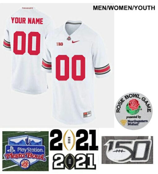 Custom Ohio State Football Jersey Name and Number Football Jersey White