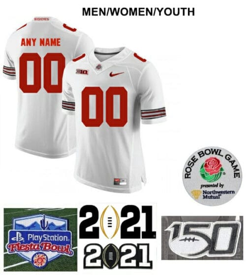 Custom Ohio State Jersey Name and Number Football White Jersey