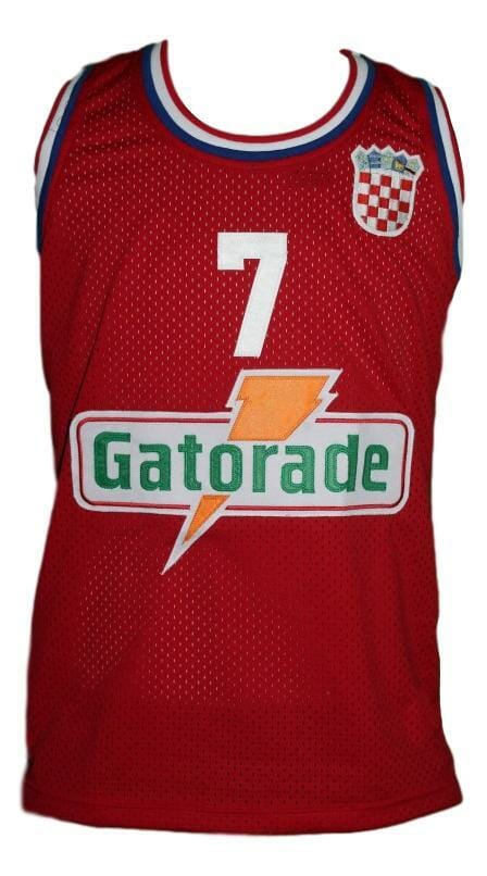 Toni Kukoc #7 Croatia Yugoslavia Custom Basketball Jersey Red