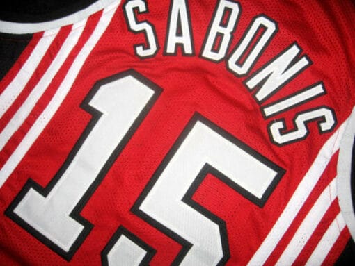 Arvydas Sabonis #15 CCCP Team Russia Basketball Jersey Red - Image 3