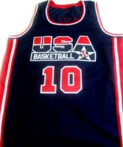 Alternative view of Clyde Drexler #10 Team USA Basketball Jersey Navy Blue