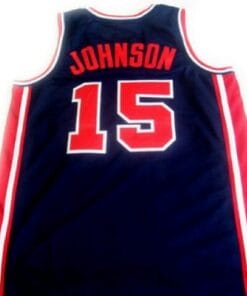 Magic Johnson #15 Team USA Basketball Jersey Navy Blue