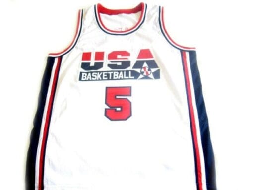 David Robinson #5 Team USA BasketBall Jersey White - Image 2