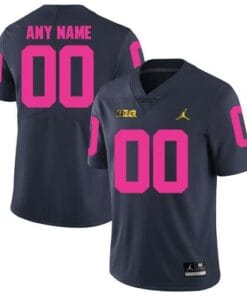 Michigan Wolverines Custom Jersey Navy Pink College Football