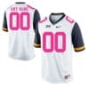 WVU Custom Jersey White Pink NCAA Football