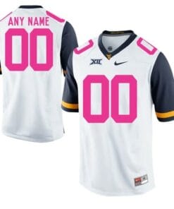 WVU Custom Jersey White Pink NCAA Football