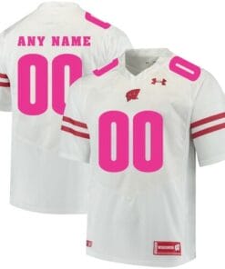 Wisconsin Badgers Custom Jersey White Pink College Football