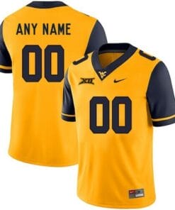 Custom West Virginia Mountaineers Jersey Yellow College Football Style 1