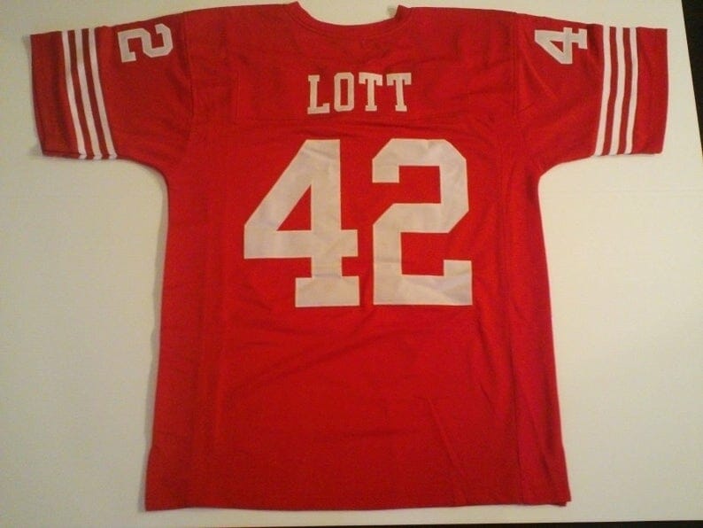 Ronnie Lott UNSIGNED CUSTOM Made Red Jersey