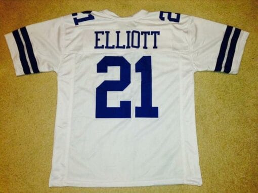 Dallas Cowboys Ezekiel Elliott UNSIGNED CUSTOM Made White Jersey
