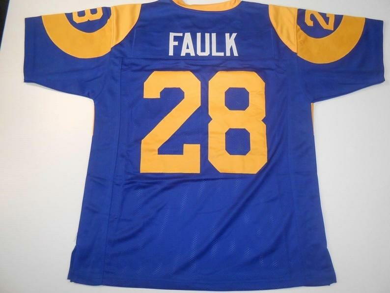 Marshall Faulk UNSIGNED CUSTOM Made Blue Jersey