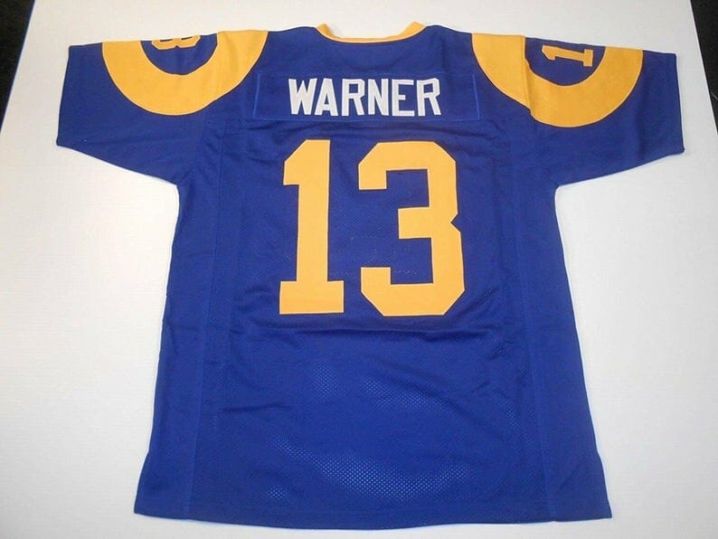 Kurt Warner UNSIGNED CUSTOM Made Blue Jersey