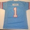 Warren Moon UNSIGNED CUSTOM Made Blue Jersey