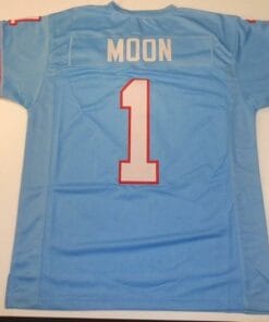 Warren Moon UNSIGNED CUSTOM Made Blue Jersey