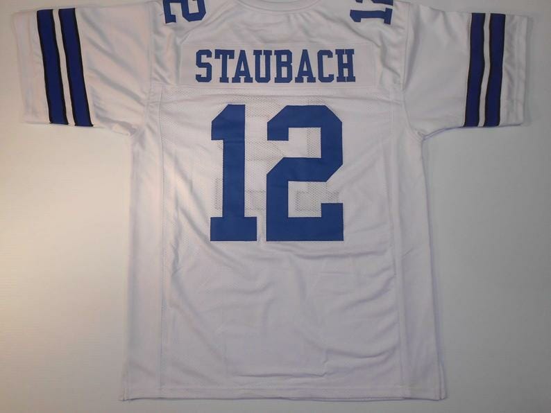 Roger Staubach UNSIGNED CUSTOM Made White Jersey
