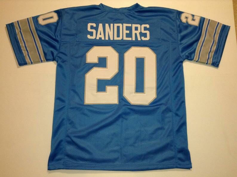 Barry Sanders UNSIGNED CUSTOM Made Blue Jersey