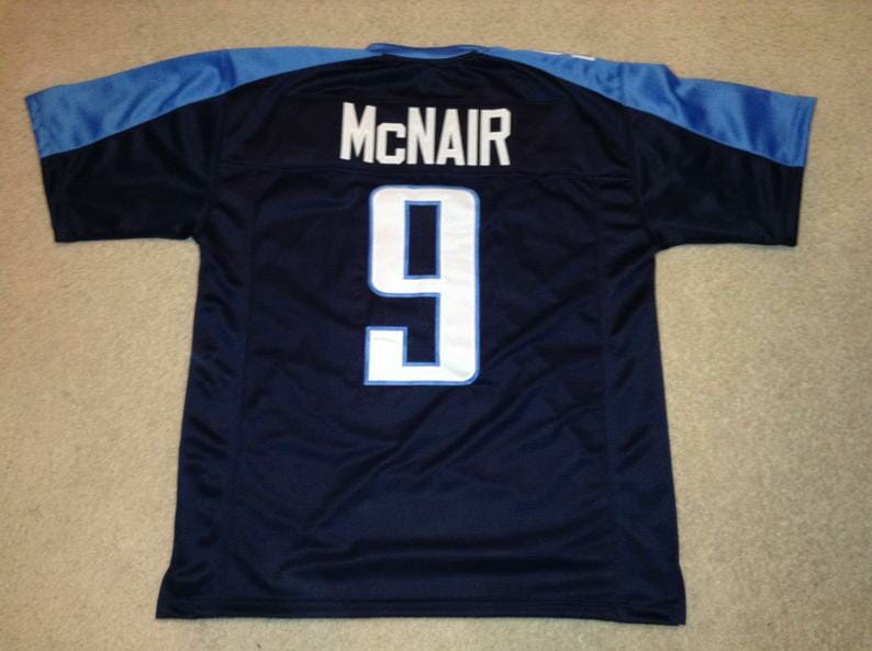 Steve McNair UNSIGNED CUSTOM Sewn Stitched Blue Jersey