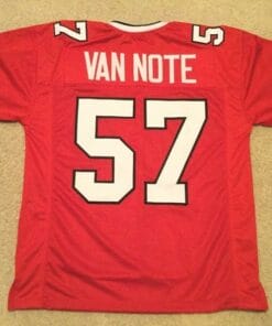 Jeff Van Note UNSIGNED CUSTOM Sewn Stitched Red Jersey