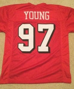 Bryant Young UNSIGNED CUSTOM Sewn Stitched Red Jersey