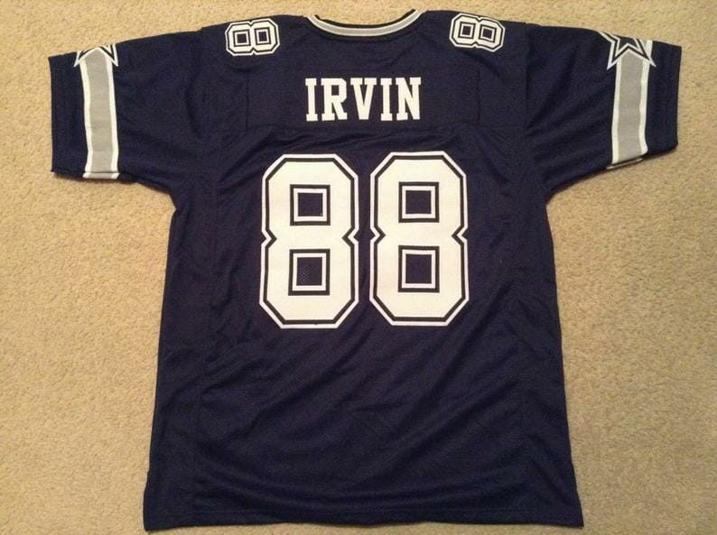 Michael Irvin UNSIGNED CUSTOM Sewn Stitched Blue Jersey