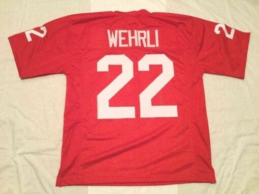 Roger Wehrli UNSIGNED CUSTOM Sewn Stitched Red Jersey