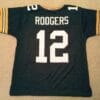 Aaron Rodgers UNSIGNED CUSTOM Sewn Stitched Green Jersey