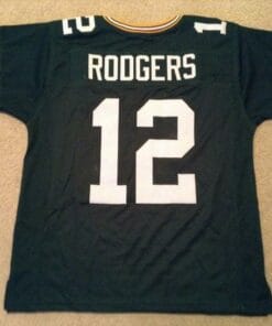 Aaron Rodgers UNSIGNED CUSTOM Sewn Stitched Green Jersey