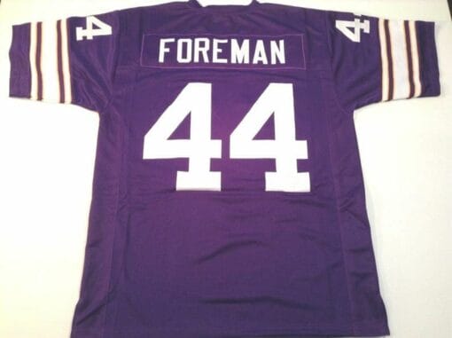 Chuck Foreman UNSIGNED CUSTOM Sewn Stitched Purple Jersey