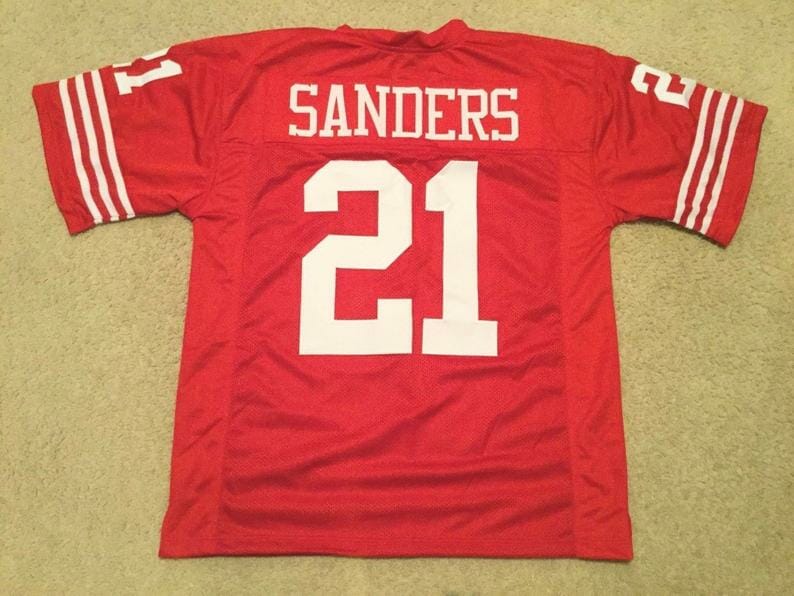 Deion Sanders UNSIGNED CUSTOM Sewn Stitched Black Jersey