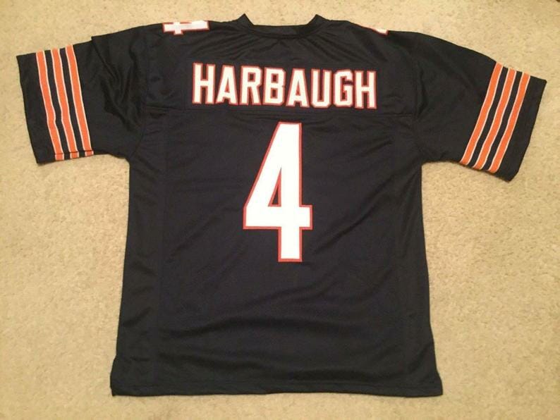 Jim Harbaugh UNSIGNED CUSTOM Sewn Stitched Blue Jersey