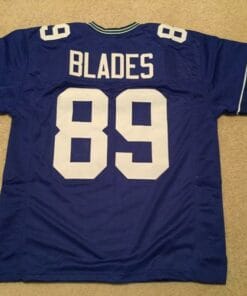Brian Blades UNSIGNED CUSTOM Sewn Stitched Blue Jersey