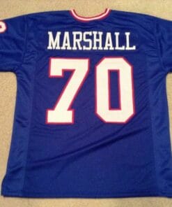 Leonard Marshall UNSIGNED CUSTOM Sewn Stitched Blue Jersey