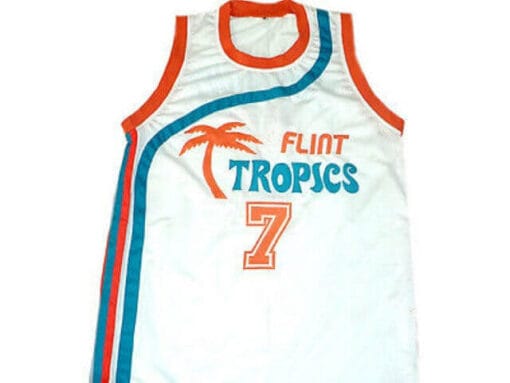 Funkystuff #7 Flint Tropics Semi Pro Basketball Jersey White