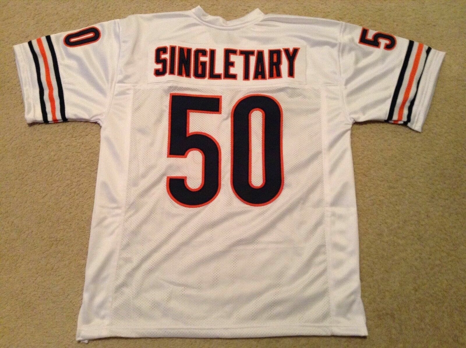 UNSIGNED CUSTOM Sewn Stitched Mike Singletary White Jersey