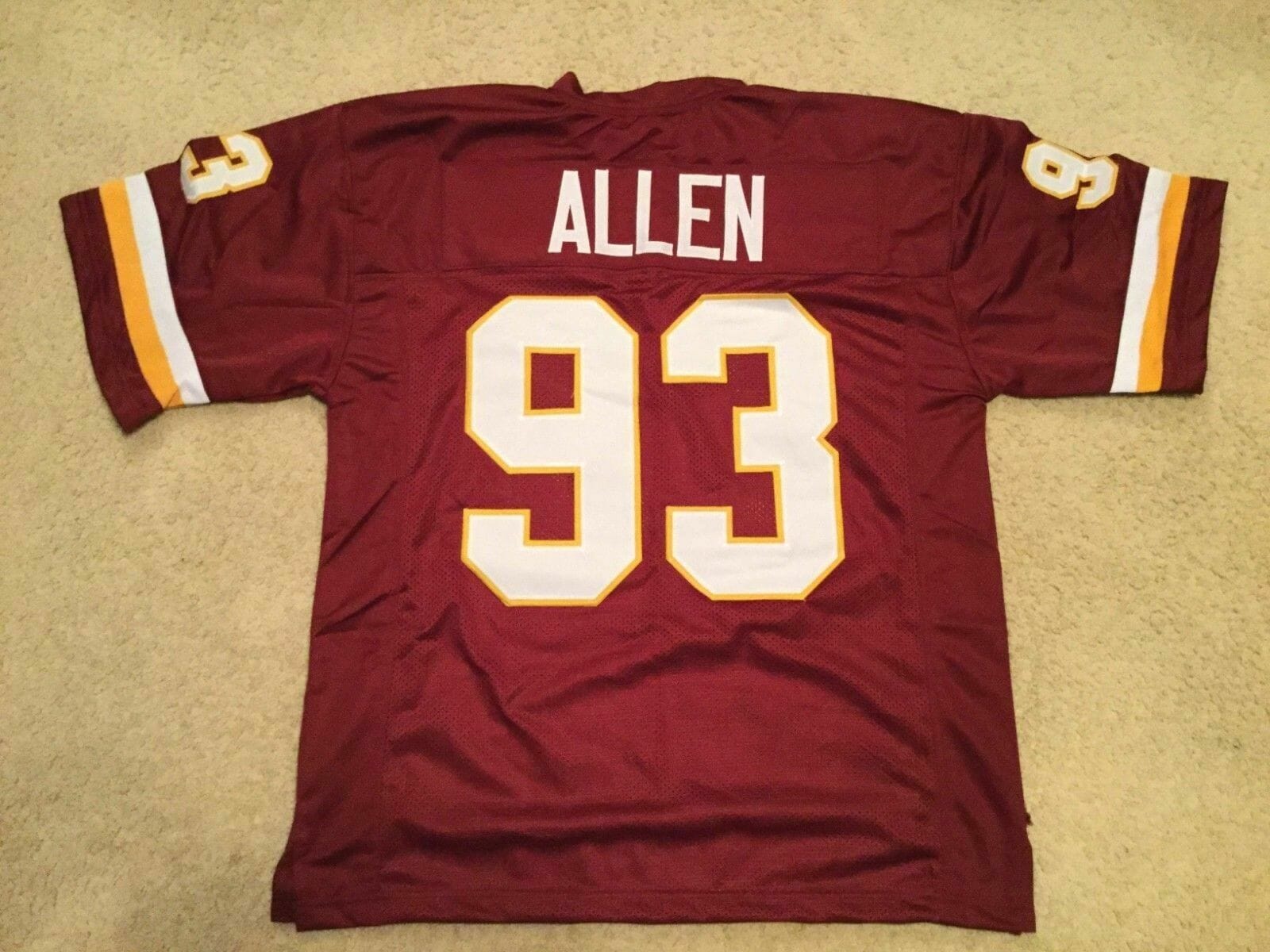 UNSIGNED CUSTOM Sewn Stitched Jonathan Allen Burgundy Jersey