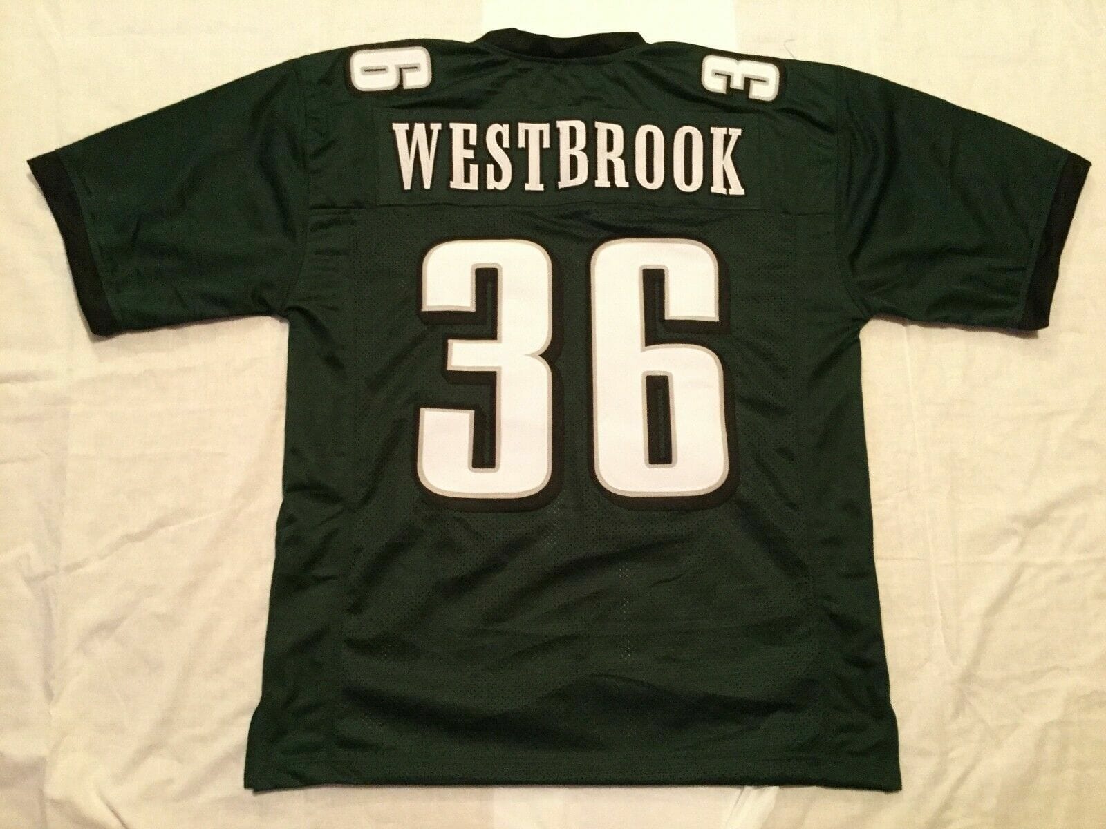 UNSIGNED CUSTOM Sewn Stitched Brian Westbrook Green Jersey