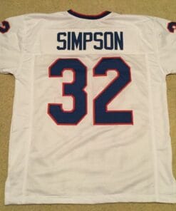 UNSIGNED CUSTOM Sewn Stitched O.J. Simpson White Jersey