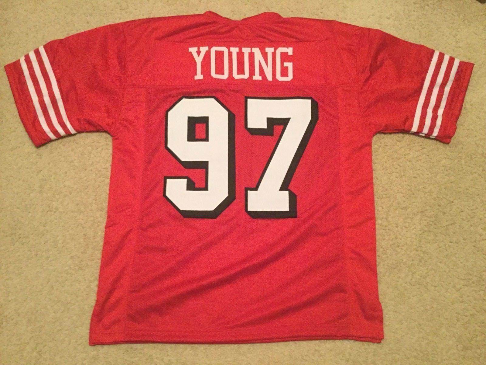 UNSIGNED CUSTOM Sewn Stitched Bryant Young Red Jersey