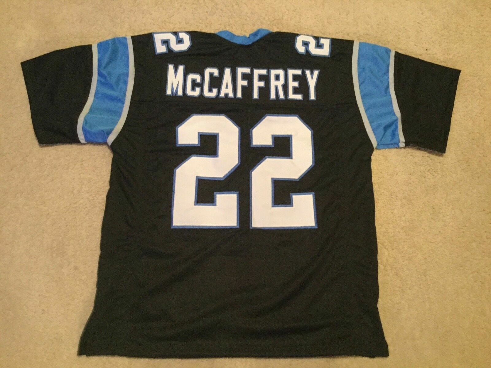 UNSIGNED CUSTOM Sewn Stitched Christian McCaffrey Black Jersey
