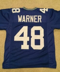UNSIGNED CUSTOM Sewn Stitched Curt Warner ERROR Blue Jersey