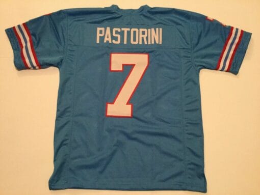 UNSIGNED CUSTOM Sewn Stitched Dan Pastorini Blue Jersey