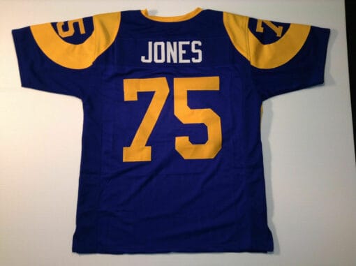 UNSIGNED CUSTOM Sewn Stitched Deacon Jones Blue Jersey