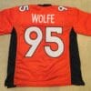 UNSIGNED CUSTOM Sewn Stitched Derek Wolfe Orange Jersey
