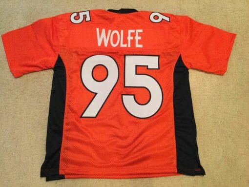 UNSIGNED CUSTOM Sewn Stitched Derek Wolfe Orange Jersey