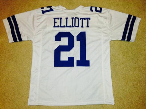 UNSIGNED CUSTOM Sewn Stitched Ezekiel Elliott White Jersey