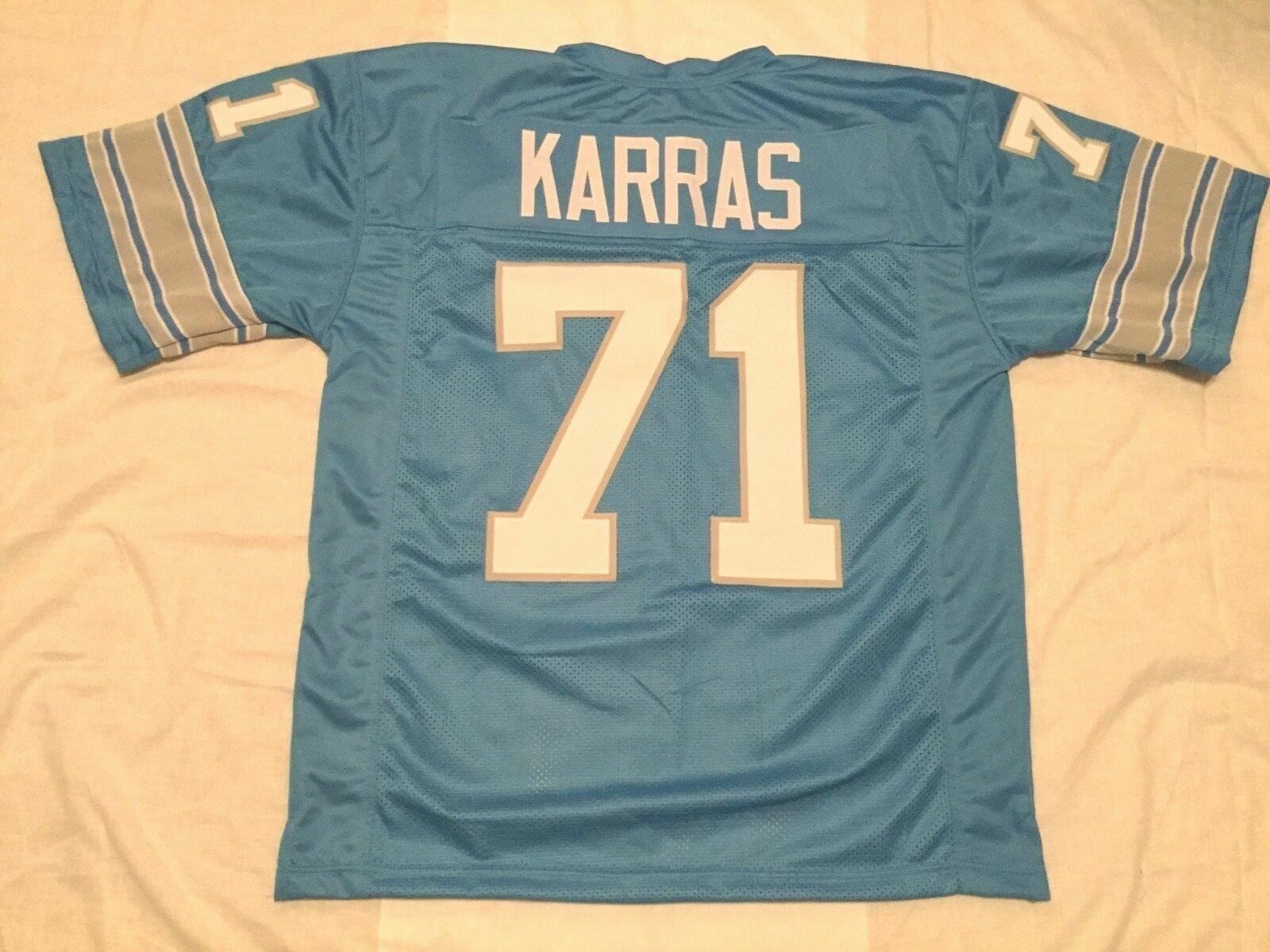 UNSIGNED CUSTOM Sewn Stitched Alex Karras Blue Jersey
