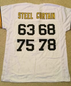 UNSIGNED CUSTOM Sewn Stitched Steel Curtain White Jersey