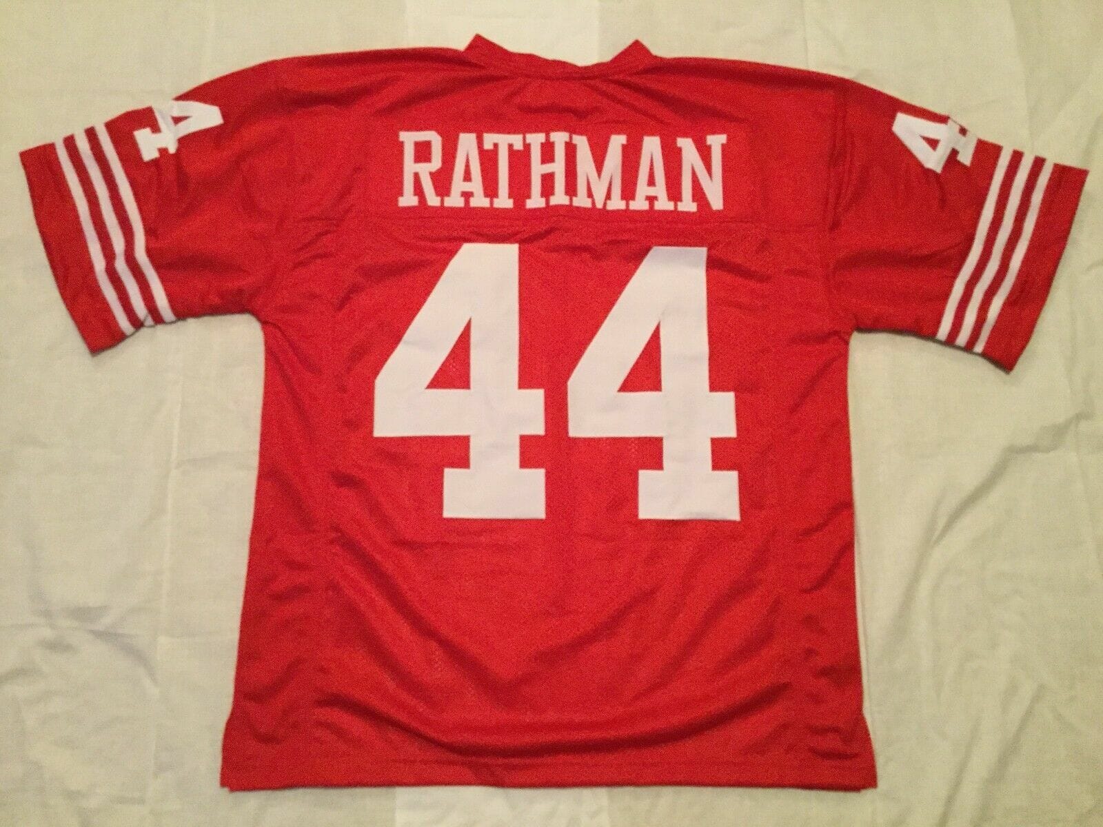 UNSIGNED CUSTOM Sewn Stitched Tom Rathman Red Jersey