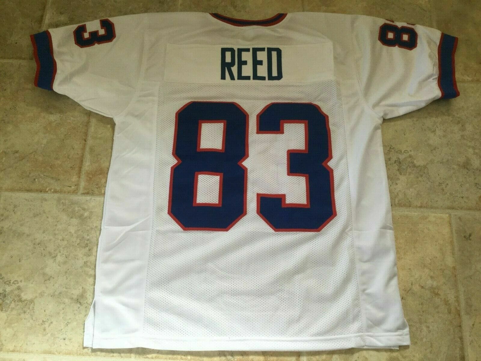 UNSIGNED CUSTOM Sewn Stitched Andre Reded White Jersey