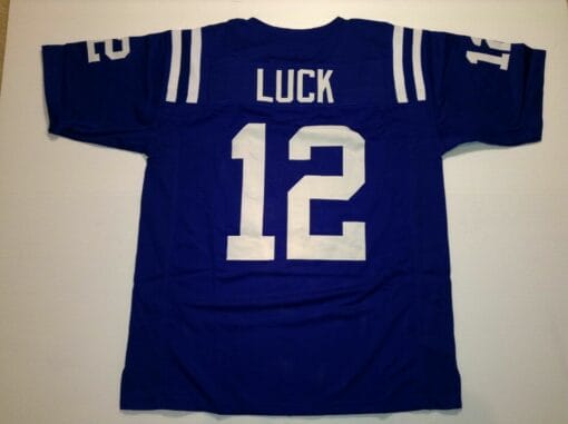 UNSIGNED CUSTOM Sewn Stitched Andrew Luck Blue Jersey